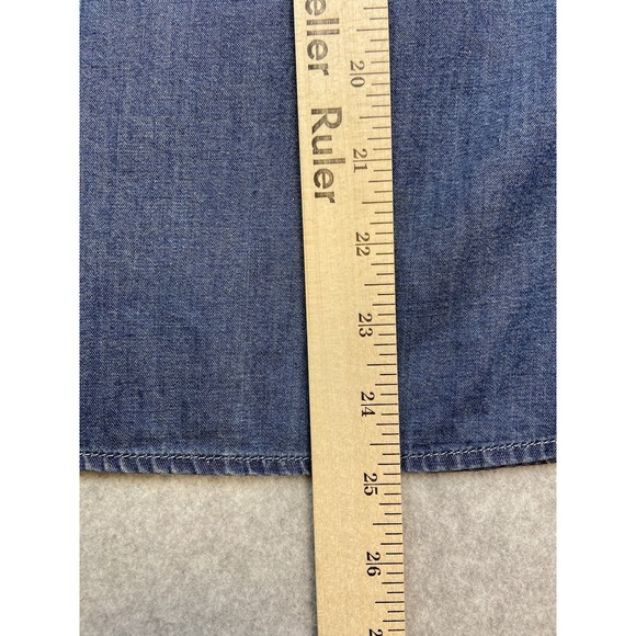 Express Womens Shirt Blouse Size Large Blue Embroidered Flowers Boho Hippie - Picture 6 of 9